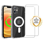 Evetane Coque iPhone 12/12 Pro transparente Motif Compatible Magsafe + 2 Vitres Protection Ecran