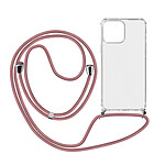 Avizar Coque Cordon Transparente Pour iPhone 13 Mini Lanière Amovible Rose