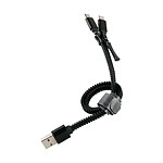 Muvit Câble 2 en 1 Double Micro USB vers USB A 2.0 en Forme de Fermeture Éclair Noir