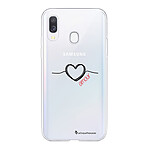 LaCoqueFrançaise Coque Samsung Galaxy A40 360 intégrale transparente Motif Coeur Noir Amour Tendance