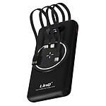 LinQ Powerbank 15 000mAh Charge Sans Fil + USB / USB-C + Câble Micro-USB / Lightning / USB-C  Noir