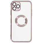 Avizar Coque iPhone 11 Pro Max Silicone Bloc Caméra Couvert Transparent Contour Rose Gold Chromé