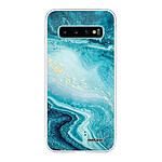 Evetane Coque Samsung Galaxy S10 Plus 360 intégrale transparente Motif Bleu Nacré Marbre Tendance