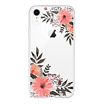 Evetane Coque iPhone Xr silicone transparente Motif Fleurs roses ultra resistant