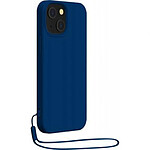 BigBen Connected Coque pour iPhone 14 en Silicone avec dragonne assortie Bleu marine