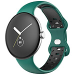 Avizar Bracelet Google Pixel Watch Silicone Bicolore Souple Noir/Vert Foncé 217 mm