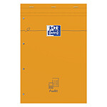 Oxford bloc audit agrafé perforé 210 x 315 mm 80 feuilles 80g blanc couverture orange