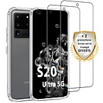 Evetane Coque Samsung Galaxy S20 Ultra 5G Antichoc Silicone + 2 Vitres en verre trempé Protection écran ultra résistant