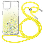Avizar Coque Pour iPhone 12 et 12 Pro Dos Pailleté Avec Lanière Amovible Dégradé jaune