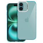 Avizar Coque pour iPhone 16 Plus Souple Design Fumé Contour Caméra Métallisé Turquoise