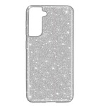 Avizar Coque Samsung Galaxy S21 Plus Paillette Amovible Silicone Semi-rigide Argent