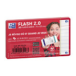 OXFORD Paquet de 32 Fiches Bristol flashcards 2.0 Non Perforées 75x125 mm A7 ligné rouge