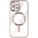 Avizar Coque MagSafe pour iPhone 14 Pro Max Silicone Protection Caméra  Contour Chromé Rose Gold