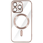 Avizar Coque MagSafe pour iPhone 14 Pro Max Silicone Protection Caméra  Contour Chromé Rose Gold