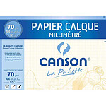 CANSON Pochette 12 feuilles Papier calque millimétré Bistre A4 70/75g