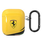 Ferrari Coque pour AirPods 1 et 2 Silicone Rigide Mousqueton Jaune