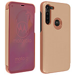 Avizar Étui Motorola Moto G8 Power Clapet Translucide Design Miroir Support Vidéo rose