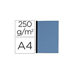 Q-CONNECT Couverture carton 250g grain cuir pour reliure format a4 coloris bleu paquet 100 unités