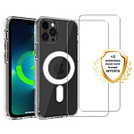 Evetane Coque iPhone 13 Pro Max transparente Motif Compatible Magsafe + 2 Vitres Protection Ecran