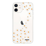 Evetane Coque iPhone 12 mini silicone transparente Motif Marguerite ultra resistant