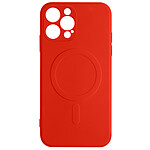 Avizar Coque Magsafe iPhone 12 Pro Max Silicone Souple Intérieur Soft-touch Mag Cover rouge