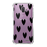 Evetane Coque Samsung Galaxy S9 Plus anti-choc souple angles renforcés transparente Motif Coeurs Noirs