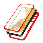 Avizar Coque 360° pour Samsung Galaxy S22 Plus Dos Rigide Protection Écran Souple Coins Renforcés  Contour rouge