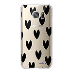 Evetane Coque Samsung Galaxy S7 360 intégrale transparente Motif Coeurs Noirs Tendance