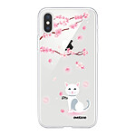 Evetane Coque iPhone Xs Max silicone transparente Motif Chat et Fleurs ultra resistant