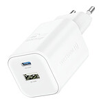 Swissten Chargeur Secteur USB C GaN 45W + USB 18W Charge Rapide Design Compact Blanc