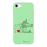 LaCoqueFrançaise Coque iPhone 7/8 Silicone Liquide Douce vert pâle J'aime Marseille