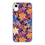 LaCoqueFrançaise Coque iPhone Xr Silicone Liquide Douce lilas Fleurs violettes et oranges