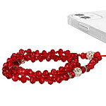 Avizar Bijou de Téléphone Bracelet à Perles Cristal Collection Krista rouge