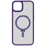 Avizar Coque MagSafe pour iPhone 15 Silicone Gel Anneau Fonction Support  Dos Givré Contour Violet