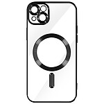 Avizar Coque MagSafe pour iPhone 14 Silicone Protection Caméra Contour Chromé Noir