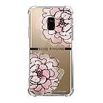 LaCoqueFrançaise Coque Samsung Galaxy A8 2018 anti-choc souple angles renforcés transparente Motif Rose Pivoine