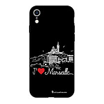 LaCoqueFrançaise Coque iPhone Xr Silicone Liquide Douce noir J'aime Marseille