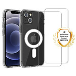 Evetane Coque iPhone 13 Mini transparente Motif Compatible Magsafe + 2 Vitres Protection Ecran