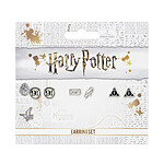 Harry Potter - Pack 3 boucles d'oreille plaquées argent Platform 9 3/4, Hedwig & Letter, Deathl
