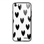 Evetane Coque iPhone 7/8/ iPhone SE 2020/ 2022 Coque Soft Touch Glossy Coeurs Noirs Design