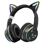 Avizar Casque Bluetooth Oreilles de Chat Lumineuses Noir