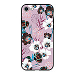 LaCoqueFrançaise Coque iPhone 7/8/ iPhone SE 2020 Silicone Liquide Douce noir Fleurs parme