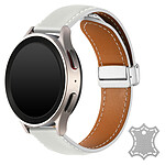 Avizar Bracelet pour Galaxy Watch 5 / 5 Pro / 4 Cuir Fermoir Boucle Magnétique  blanc