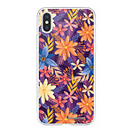 LaCoqueFrançaise Coque iPhone Xs Max silicone transparente Motif Fleurs violettes et oranges ultra resistant