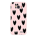 Evetane Coque Samsung Galaxy S8 Silicone Liquide Douce rose pâle Coeurs Noirs