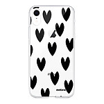 Evetane Coque iPhone Xr silicone transparente Motif Coeurs Noirs ultra resistant