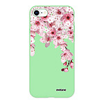 Evetane Coque iPhone 7/8/ iPhone SE 2020 Silicone Liquide Douce vert pâle Cerisier