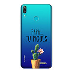 Evetane Coque Huawei Y7 2019 silicone transparente Motif Papa tu piques ultra resistant