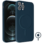 Avizar Coque Magsafe iPhone 12 Pro Max Silicone Souple Intérieur Soft-touch Mag Cover  bleu nuit