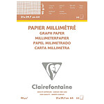 CLAIREFONTAINE Bloc papier vélin millimétré encollé A4 50F 90g